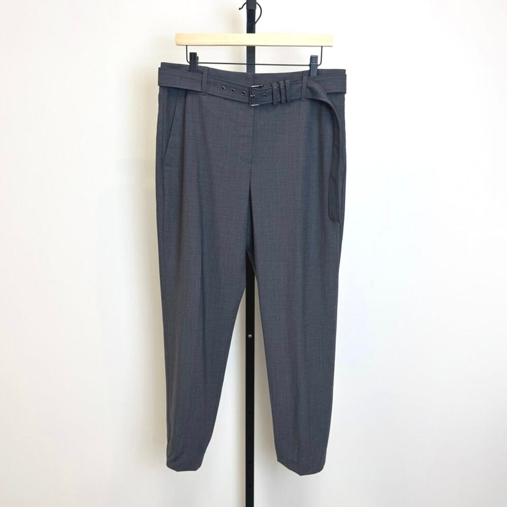 BRUNELLO CUCINELLI Gray Wool Blend Monili Belt Trousers 46 NEW Pleated Pants 10